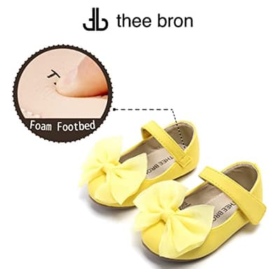 THEE BRON Toddler/Little Girl Mary Jane Flats Princess Dress Shoes(G06 Toddler,Yellow/8M) - Image 5
