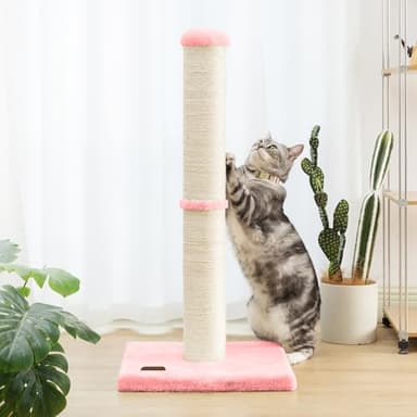 Karolpar 34inch Cat Scratching Post with Natural Sisal Rope 4.3Inch Large Diameter Scratcher Post Tree for Indoor Cats Pink - Image 6
