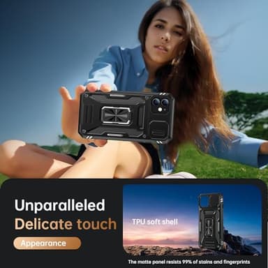 Goodon for iPhone 11 Case with Sliding Camera Cover + Screen Protector - Metal Magnetic Kickstand - Military-Grade Shockproof Matte Protective Phone Cover 6.1" for Men Women Girls - Black - Image 6