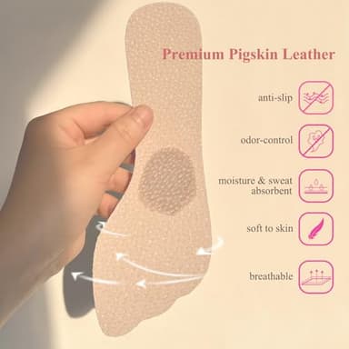 2 Pairs Pigskin Non-Slip High Heel Inserts, Ultra-Thin Adhesive Barefoot Sandal Inserts, New Lengthened 3/4 Weight Shifting Insoles for Dress Shoes, Flats and Boots - Image 3