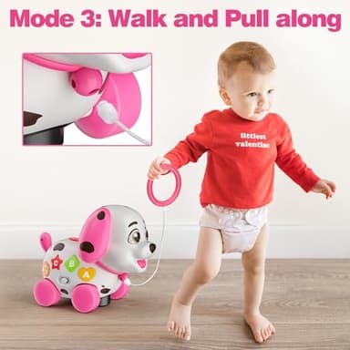 3-in-1 Musical Puppy Toys for 1 Year Old Girl Gift, Educational Baby Toy 6-12-18 Month, 1st Birthday Gift for 1 Year Old Girl Boy, First Bilingual Present for 7 8 9 10 Month Infant (Pink) - Image 3