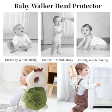 FIXAPIWK Baby Head Protection Backpack for Crawling and Walking Adjustable with Baby Knee Pads (Pink Ladybugs) - Image 3