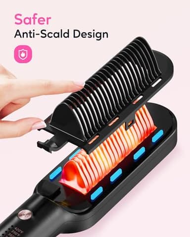 Wavytalk Hair Straightener Brush,Sleek Sweep Ionic Straightening Brush with 6 Temperature Adjust, Anti-Scald Ceramic Hair Straightener Comb Fast Heating for Home Salon, Dual Voltage, Rose Gold - Image 4