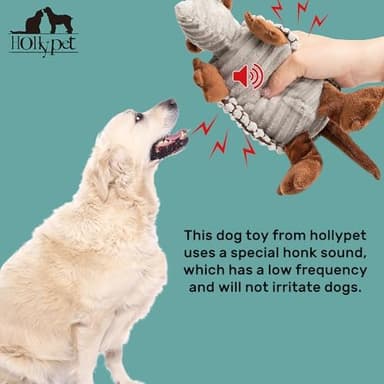 Hollypet Plush Dog Squeaky Toy Stuffed Armadillo Animal Pet Puppy Chew Toys with Clean Teeth for Small Medium Large All Breed Sizes Dogs, Gray, 8 in - Image 3