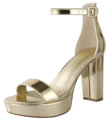 Ankis Platform Heels 4 Inches Chunky heels Sandals for Women Comfy Open Toe Block Heeled Sandals Black Nude White Silver Gold Ankle Strappy Black Chunky Platform Heel for Women Summer Dress Shoes - Image 1