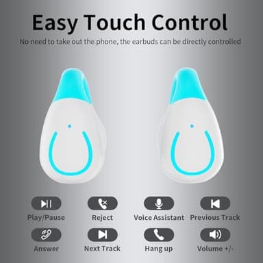 Clip On Earbuds,True Wireless Bluetooth 5.3 Lightweight Comfort Bone Conduction Open Ear Headphones with LED Digital Display Charging Case Sport Built-in Mic IPX7 Waterproof for Running Fitness, Blue - Image 6