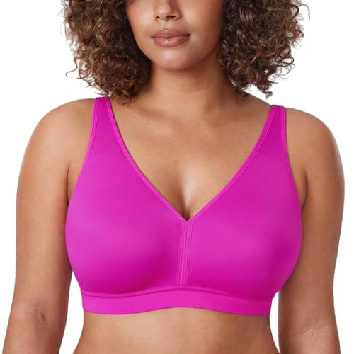 AISILIN Women's Plus Size Wireless Bra Support Comfort Full Coverage Unlined No Underwire Smooth Rose Purple 34B - Image 1