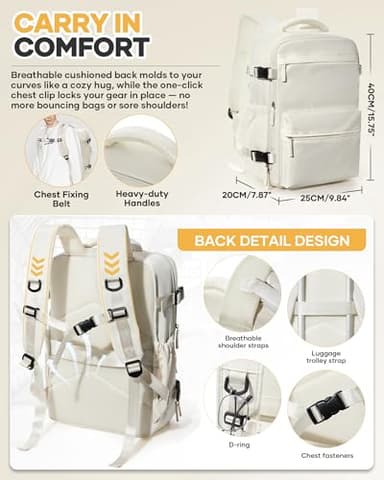 KEYEMP Vacuum Seal Backpack for Clothing Travel with Air Pump Waterproof Laptop Carry On Backpack Personal item Travel Essentials Compression Space Saver Bags Storage with Vacuum System Women Beige - Image 7