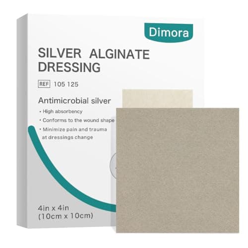 Dimora Upgrade Silver Calcium Alginate Wound Dressing -Antibacterial Non Stick Gauze, Highly Absorbent Sterile Bandage Pads,4'' x 4'' Patches 5 Packs - Image 1