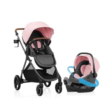 Evenflo Shyft Intuiti Travel System with Revolve180 LiteMax NXT Rotational Infant Car Seat (Amaranth Pink) - Image 1