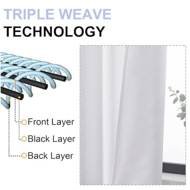 Simplebrand Ava Pure White Curtains for Bedroom 63 Inch Length 2 Panels Set, Light Filtering Window Treatment, Light Filtering Curtain Drapes, Soft Casual Rod Pocket Privacy Curtains, W40 x L63 Inch - Image 5