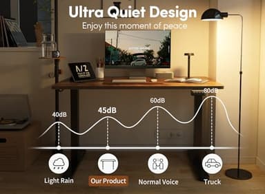 Cubiker Adjustable Desk, 48 x 24 Inch Home Office Desk, Standing Desk with Splice Board, Rustic Brown Desktop - Image 10
