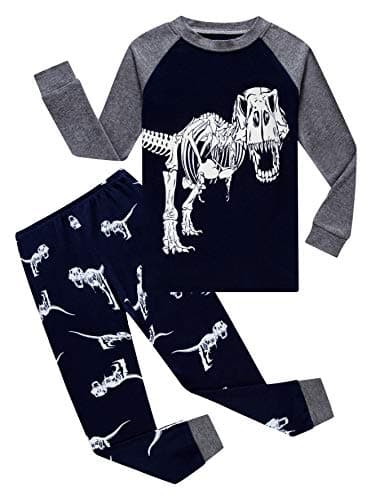 Dinosaur Baby Boys Long Sleeve Glow-in-The-Dark Pajamas Sets 100% Cotton Pyjamas Toddler Kids Blue Pjs Size 18-24Months - Image 1