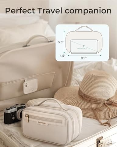 BAGSMART Travel Makeup Bag, Make Up Bag with Multiple Compartments for Organizer, Durable & Compact Cosmetic Organizer for Women for Travel Accessories (Green) - Image 5