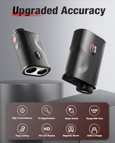 Range Finder Golf Rangefinder with Slope - 1200 Yards Laser Range Finder with Flag Lock, Vibration, 7X Magnification, Rechargeable with Magnetic Mount – Ideal Golf Accessories for Golfers & Hunting - Image 2