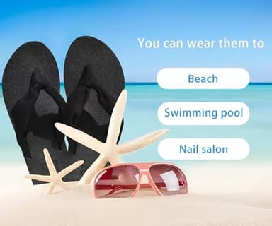 KuaiLu Flip Flops Women Arch Support Yoga Mat Comfortable Summer Beach Walking Thong Cushion Sandals Slip on Pool Outfits Travel Essentials Orthotic Slides Indoor Outdoor Slippers Shoes Black Size 8 - Image 8