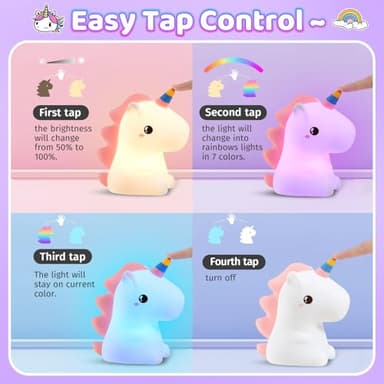 One Fire Unicorn Night Lights for Girls Bedroom,16 Colors Cute Night Light for Kids, LED Rechargeable Unicorn Lamp, Unicorns Gifts for Girls Night Light, Silicone Night Light Kids Cute Kawaii Stuff - Image 7