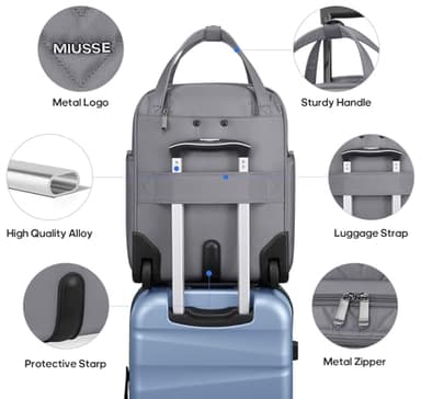 Winilla Carry-on Underseat 16-inch Luggage with Wheels, Softside Rolling Carry-on, Lightweight Travel Suitcase for Men Women, Personal Item Rolling Travel Bag - Image 7