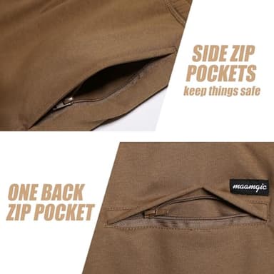 maamgic Mens Athletic Gym Shorts 5.5" Elastic Waist Casual Pajama Pocket Jogger Men Workout Short Pants Brown Medium - Image 3