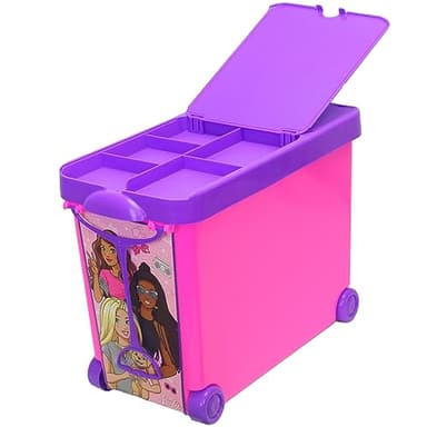 Barbie Store It All! Rolling Storage Bin – Extra-Large Organizer Case with Wheels & Handle for Barbie Dolls, Clothes, Accessories & Playsets – Pink Portable Travel Toy Box - Image 7