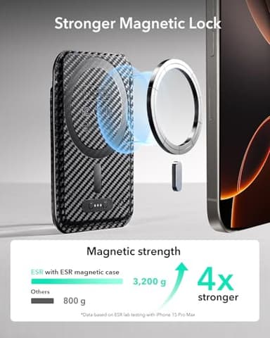 ESR for MagSafe Wallet with Find My Functionality, 5 Cards Holder, RFID-Blocking, Strong Magnetic Wallet for iPhone, for iPhone 17/16/15/14/13/12 Series, Not for 13/12 Mini, Black Carbon Fiber - Image 4