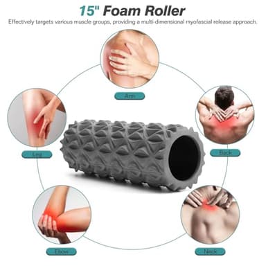 5 in 1 Foam Roller Set - Trigger Point Foam Back Roller, Muscle Roller Stick, Massage Ball, Stretching Band for Deep Muscle Massage Pilates Yoga,Fitness Exercise for Whole Body Release - Image 3