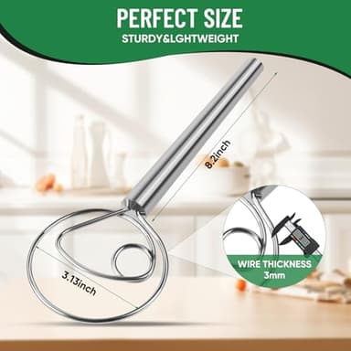 Agttete Danish Dough Whisk Stainless Steel Hook Dutch Bread Mixer Hand Tool for Sourdough Baking Making Blending Pastry Pizza - Image 4