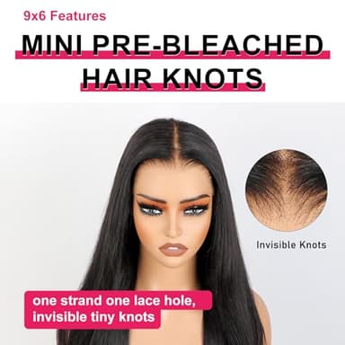 ISEE HAIR M-Cap Straight Wear Go Glueless Wig Human Hair Pre Plucked Pre Cut 9x6 HD Lace Pre Bleached Tiny Knots Human Hair Wigs For Women 26 Inch - Image 6