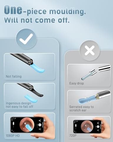 Ear Wax Removal Tool Camera - Ear Cleaner with Camera,1080P Otoscope, Ear Cleaning Tool with 4 Ear Spoon, Ear Camera for iPhone & Android Phones - Blue - Image 3
