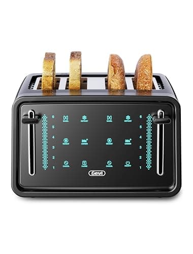 Gevi Toaster 4 Slice,Led Display Touchscreen Bagel Toaster with Dual Control Panels of Bagel/Reheat/Defrost/Cancel/Toasting One Slice/Longer Function,6 Shade Setting - Image 1