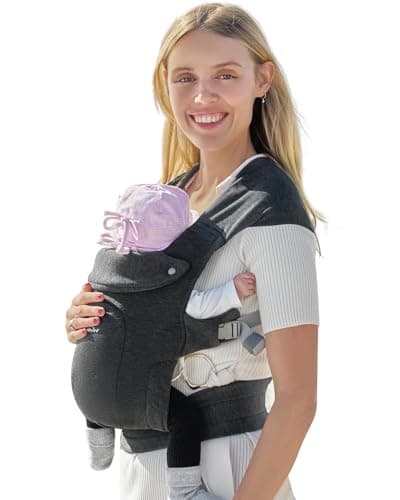 GROWNSY Baby Carrier Newborn to Toddler, Cozy Baby Wraps Carrier, Ergonomic Baby Carrier with Head Support, Deep Grey - Image 1