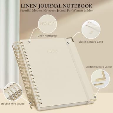 ALKALO Spiral Notebook Journal, 328 Pages Linen Hardcover College Ruled Notebook, Lined Thick Journals for Women Men, A4 Thick Spiral Journal for Writing, 100GSM Paper, Cute Notebooks for Work School - Image 4