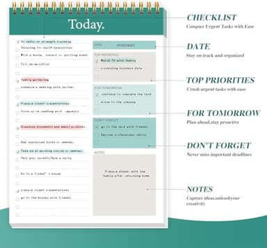 GOLDPEI To Do List Notepad - Daily Planner Notepad Undated 52 Sheets Tear Off, 6.5" x 9.8" Checklist Productivity Organizer with Hourly Schedule for Tasks - Image 2