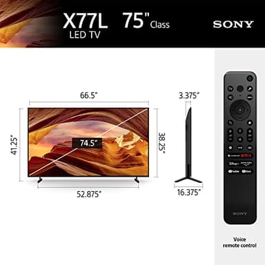 Sony 75 Inch 4K Ultra HD TV X77L Series: LED Smart Google TV KD75X77L- Latest Model, Black - Image 6