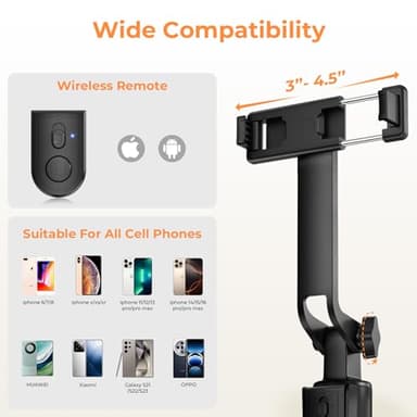Sensyne Selfie Stick for Phone, Extendable Travel Tripod with Detachable Remote for Photography, Selfies, Compatible with All Cell Phones, Black - Image 6