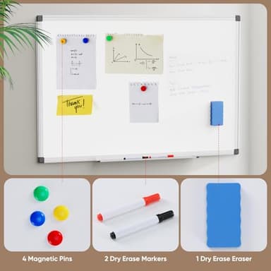 Sweetcrispy Magnetic Dry Erase Board, 36 X 24 Inches Whiteboard for Wall with 1 Dry Eraser & 2 Markers & 4 Magnetic Pins, Sliver Reinforced Aluminum Frame - Image 5