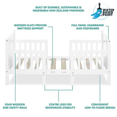 Dream On Me Hudson 3 In 1 Convertible Toddler Bed In White, Greenguard Gold Certified, JPMA Certified, Non Toxic Finishes, Made of Sustainable New Zealand Pinewood - Image 7