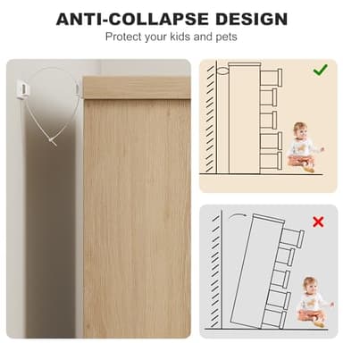 GarveeHome 5 Drawer Dresser for Bedroom, Natural Chest of Drawers with Embedded Handles, Wooden Dresser Organizer for Living Room, Nursery, Hallway and Entryway - Image 6