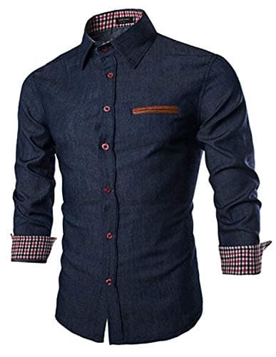 Coofandy Mens Casual Dress Shirt Button Down Shirts,Type 01 - Ultramarine Blue,Large - Image 1
