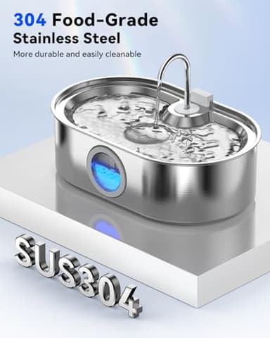 3.4Gal Dog Water Fountain for Large Dogs, 13L Stainless Steel Large Pet Fountain with Deeper & Wider Drinking Area, Automatic Dog Water Bowl Dispenser with Water Window & LED, Super Quiet - Image 4