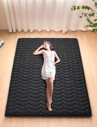Premium Foam 3.2" Thick Japanese Futon Floor Mattress - Twin Size 39"x80" 100% High-Density Foam,Comfortable Sleeping Pad,Tatami Mat for Dorm,Bedroom or Guest Room，Boys Girls Dormitory Pads(Black) - Image 6