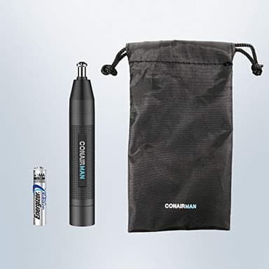 ConairMan Nose Hair Trimmer for Men, For Nose, Ear, and Eyebrows, Patent 360 Bevel Blade for No Pull, No Snag Trimming Experience, Cordless Lithium-Powered Trimmer with Drawstring Bag - Image 4