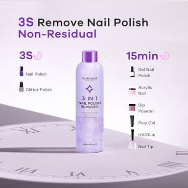 Glamonade Acetone Nail Polish Remover: Professional Soak off Gel Nail Polish Remover Enriched with Natural Grape Seed Oil 8 Fl Oz for Gel Acrylic Nail Glue Dip Powder for Home Salon - Image 4