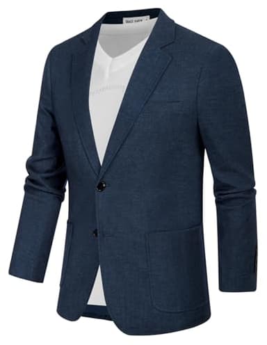 GRACE KARIN Men's Slim Fit Casual Blazers Lightweight Sport Coats 2 Button Suit Jackets Dark Blue XL - Image 2
