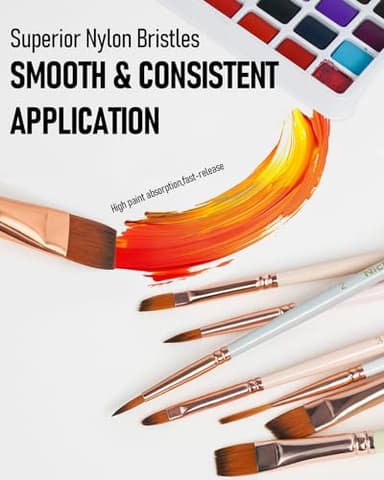 Nicpro 12pcs Artist Paint Brush Set, Aesthetic Pastel Paintbrushes Craft Paint Brushes for Acrylic Painting, Oil, Watercolor, Gouache, Tempera, Face, Body, Art Supplies for Artists and Beginners - Image 2