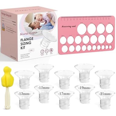 Nursi Luna Flange Sizing Kit 3 in 1 with 10PCS Flange Inserts 13/15/17/19/21mm, Silicone Flanges Insert Kit for 24mm Flange/Shield, Pumping Essentials Kit for Moms - Image 1