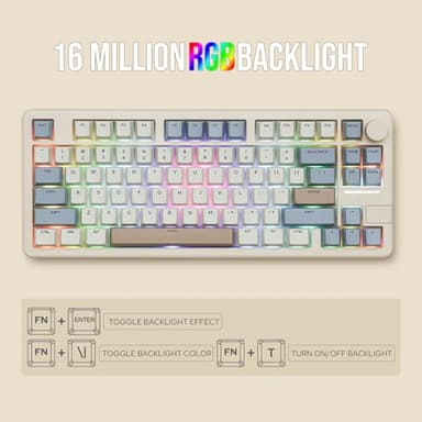 EPOMAKER Galaxy70 Wireless Gaming Keyboard, 75% Aluminium Mechanical Keyboard, Bluetooth 5.0/2.4GHz/USB-C Wired, Programmable, Hot Swappable, for PC/Mac/Office/Gaming (White, Petal Switch) - Image 6