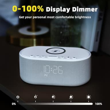 Sound Machine Alarm Clock Wireless Charger: Bluetooth 10W Stereo Sound Speaker Bedroom - White Noise Machine for Sleeping with 21 Soothing Sounds - Image 7