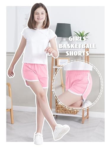 Aikuco 5 Packs Girls Soccer Shorts Toddler Athletic Running Dolphin Active Gym Workout Kids Quick Dry Shorts for Girls Mixed Color B 9-10 Years - Image 4