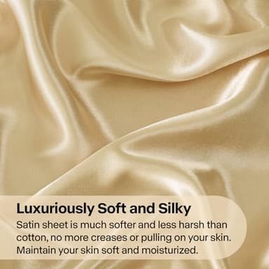 BEDELITE Satin Sheets Queen Size Bed Set, Luxury Soft Champagne Silky Sheets for Hair and Skin, Similar to Silk Bed Sheets Set 4 Pieces with 1 Deep Pocket Fitted Sheet, 1 Flat Sheet, and 2 Pillowcases - Image 3
